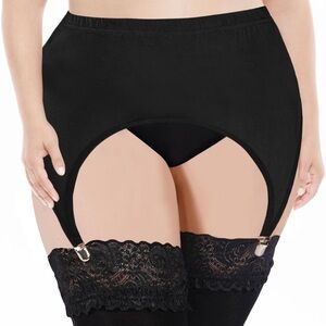 Waist Garter Belts with 4 Vintage Metal Clips for Stockings Women Lingerie L/XL